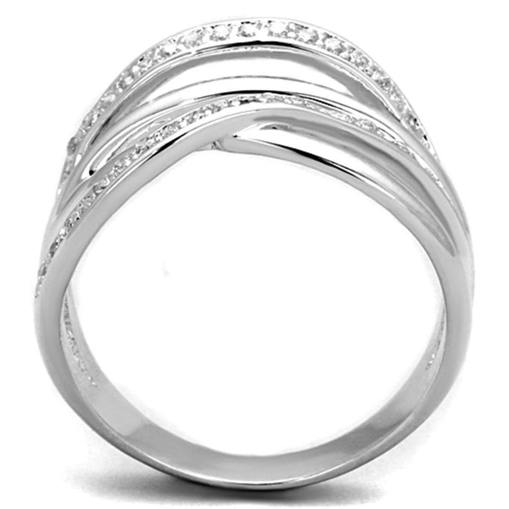 3W836 - Rhodium Brass Ring with AAA Grade CZ in Clear