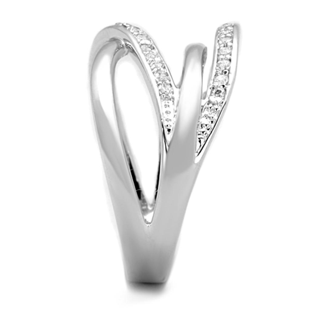 3W836 - Rhodium Brass Ring with AAA Grade CZ in Clear
