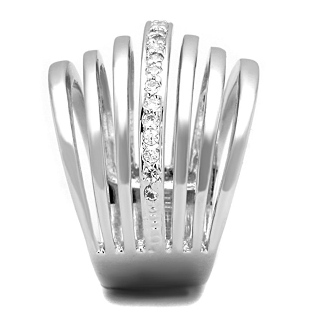 3W837 - Rhodium Brass Ring with AAA Grade CZ in Clear