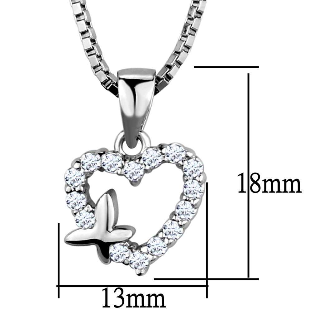 3W840 - Rhodium Brass Chain Pendant with AAA Grade CZ in Clear