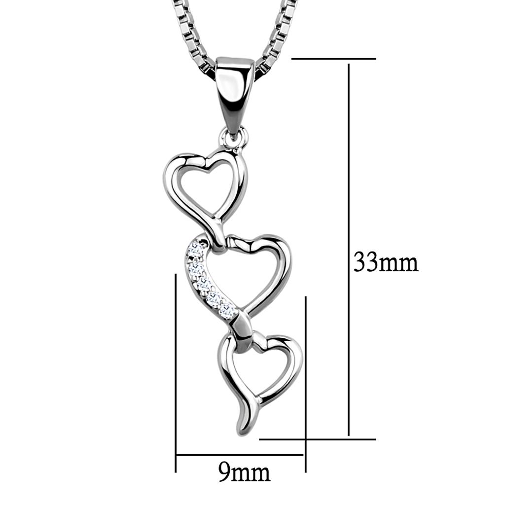 3W843 - Rhodium Brass Chain Pendant with AAA Grade CZ in Clear