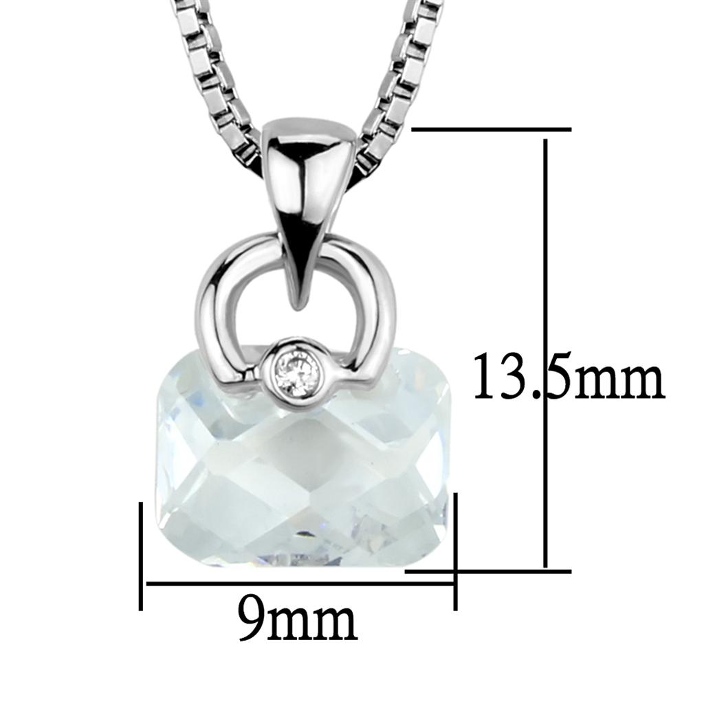 3W844 - Rhodium Brass Chain Pendant with AAA Grade CZ in Clear