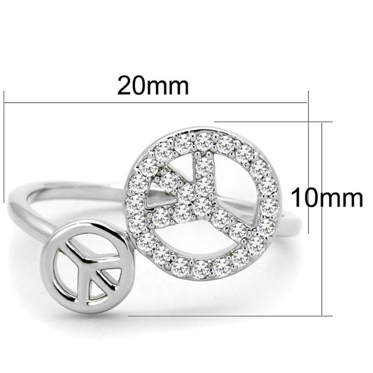 3W853 - Rhodium Brass Ring with AAA Grade CZ in Clear