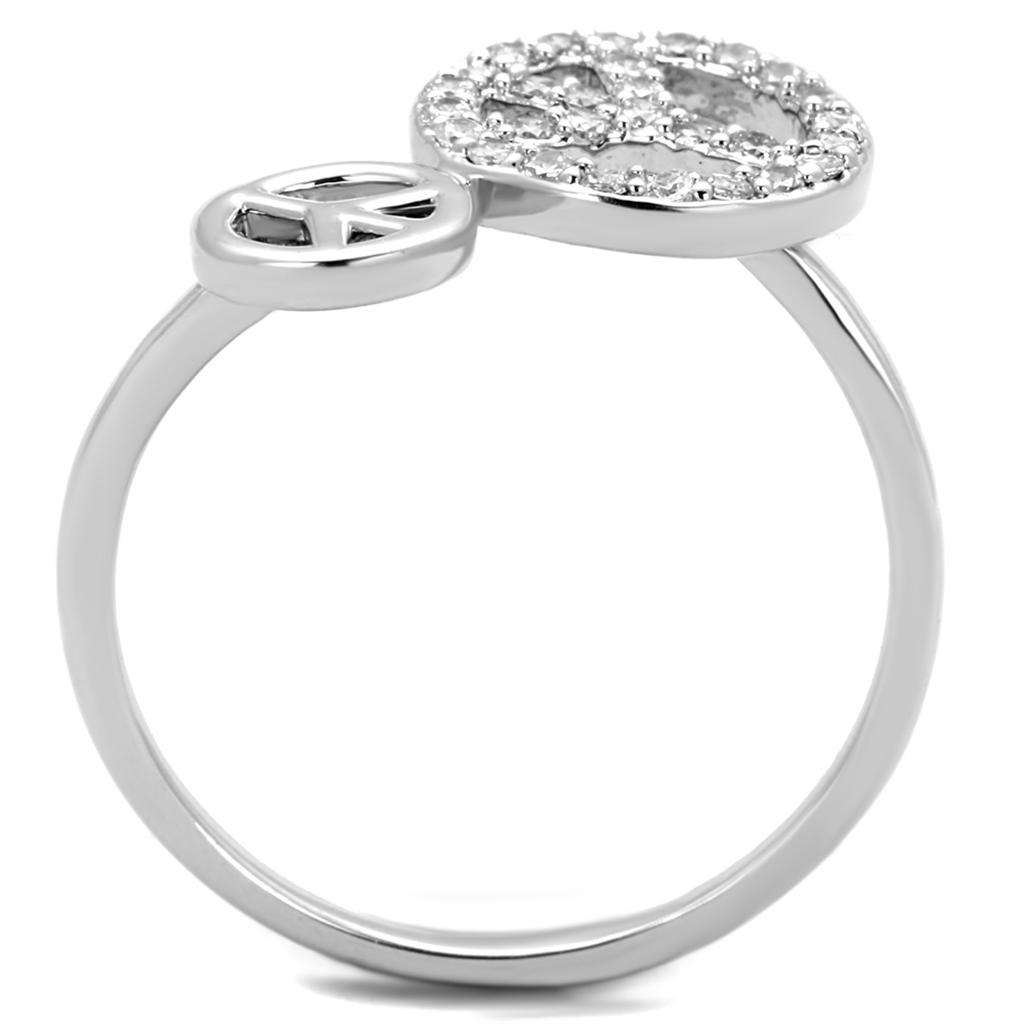 3W853 - Rhodium Brass Ring with AAA Grade CZ in Clear