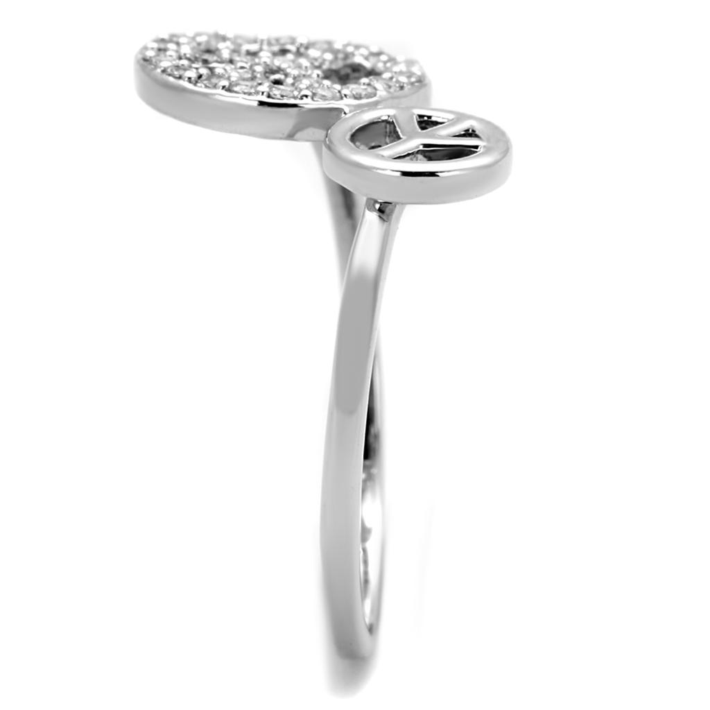 3W853 - Rhodium Brass Ring with AAA Grade CZ in Clear