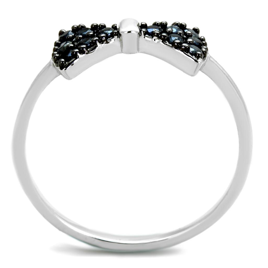 3W856 - Rhodium + Ruthenium Brass Ring with AAA Grade CZ in Black Diamond