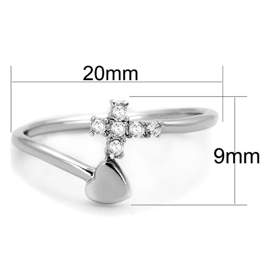 3W860 - Rhodium Brass Ring with AAA Grade CZ in Clear