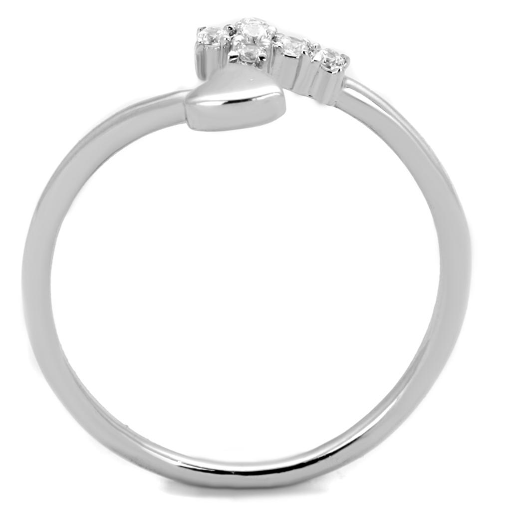3W860 - Rhodium Brass Ring with AAA Grade CZ in Clear