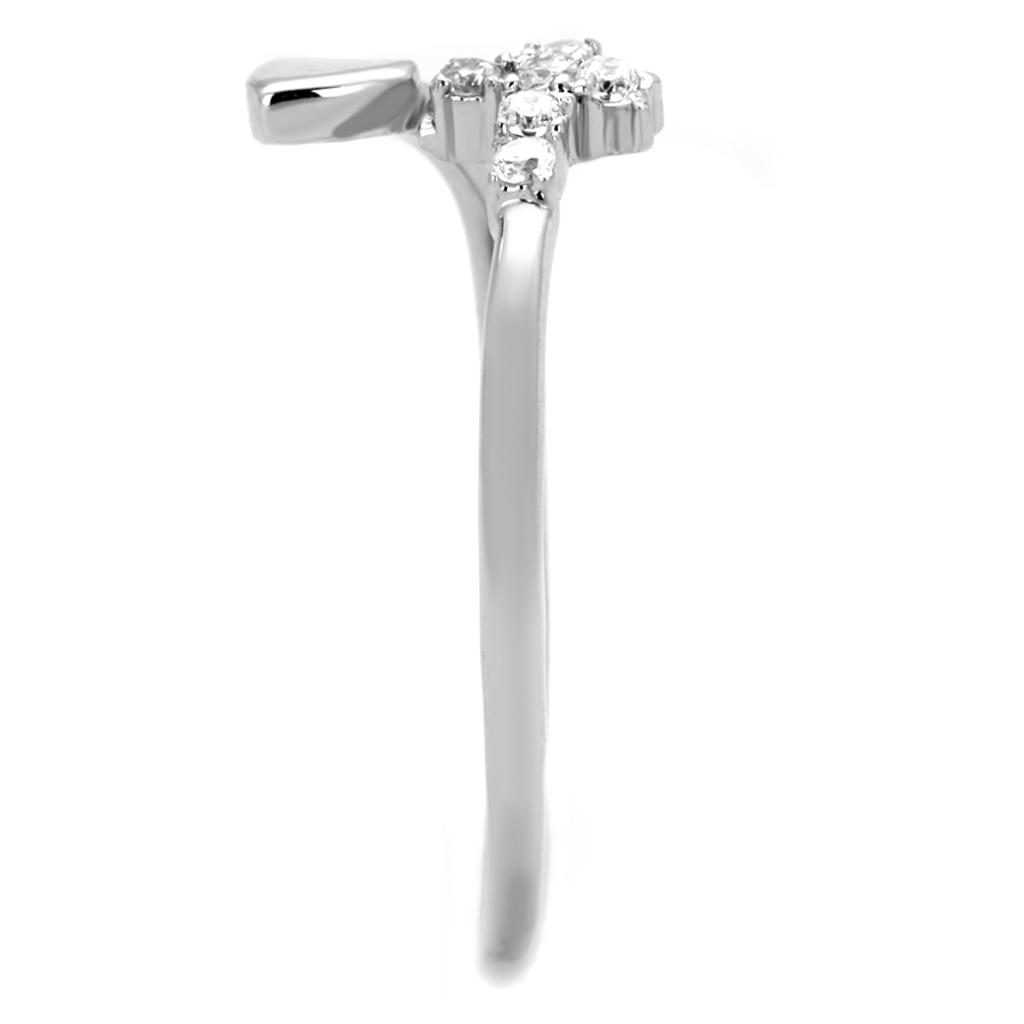 3W860 - Rhodium Brass Ring with AAA Grade CZ in Clear