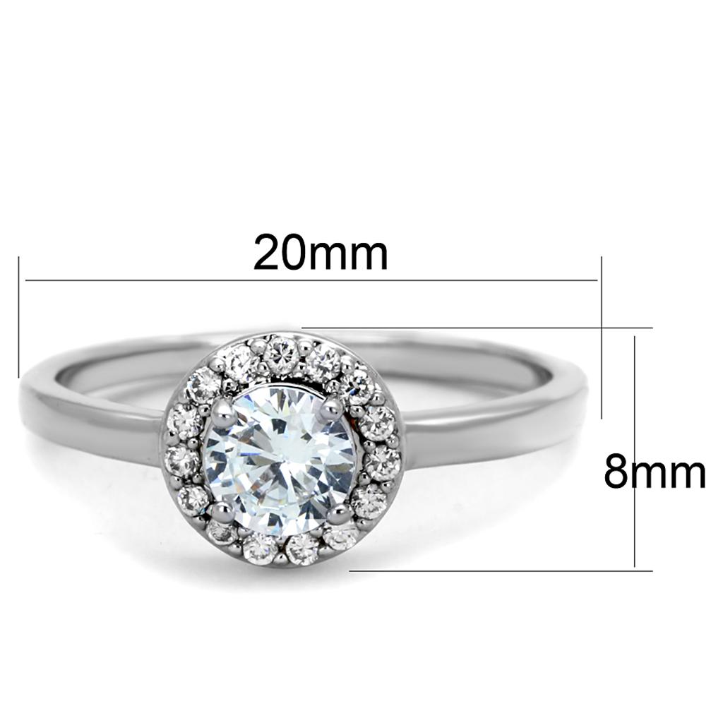 3W863 - Rhodium Brass Ring with AAA Grade CZ in Clear