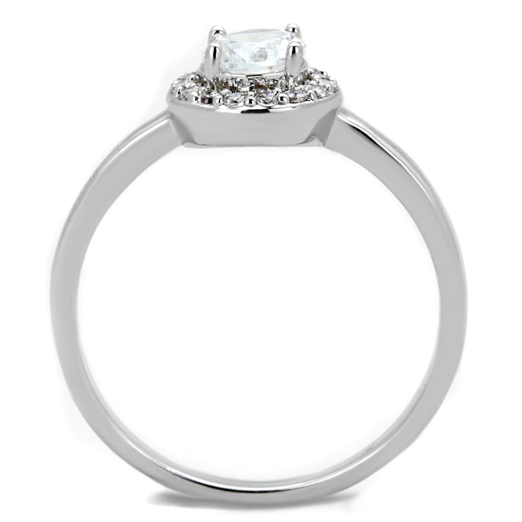 3W863 - Rhodium Brass Ring with AAA Grade CZ in Clear