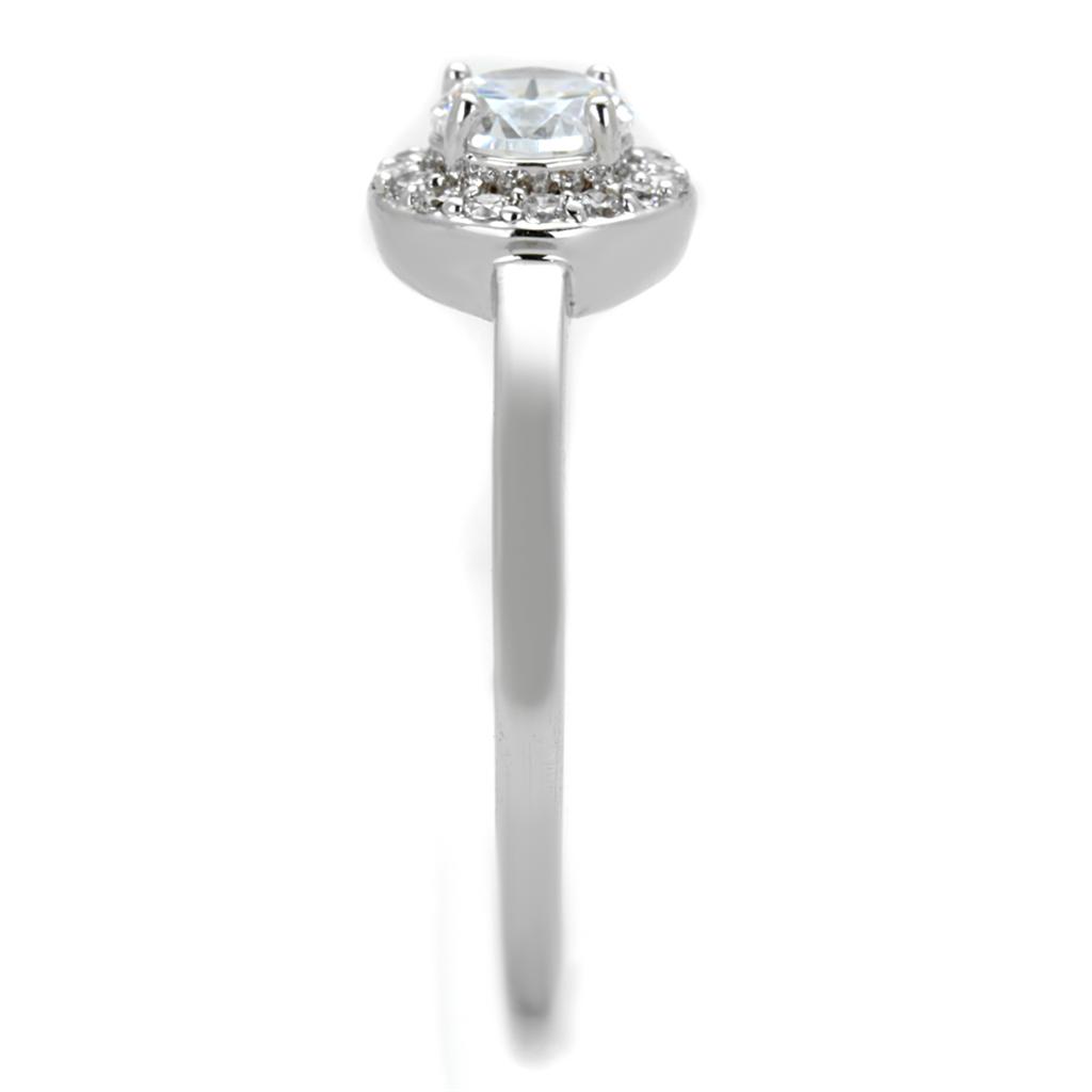 3W863 - Rhodium Brass Ring with AAA Grade CZ in Clear