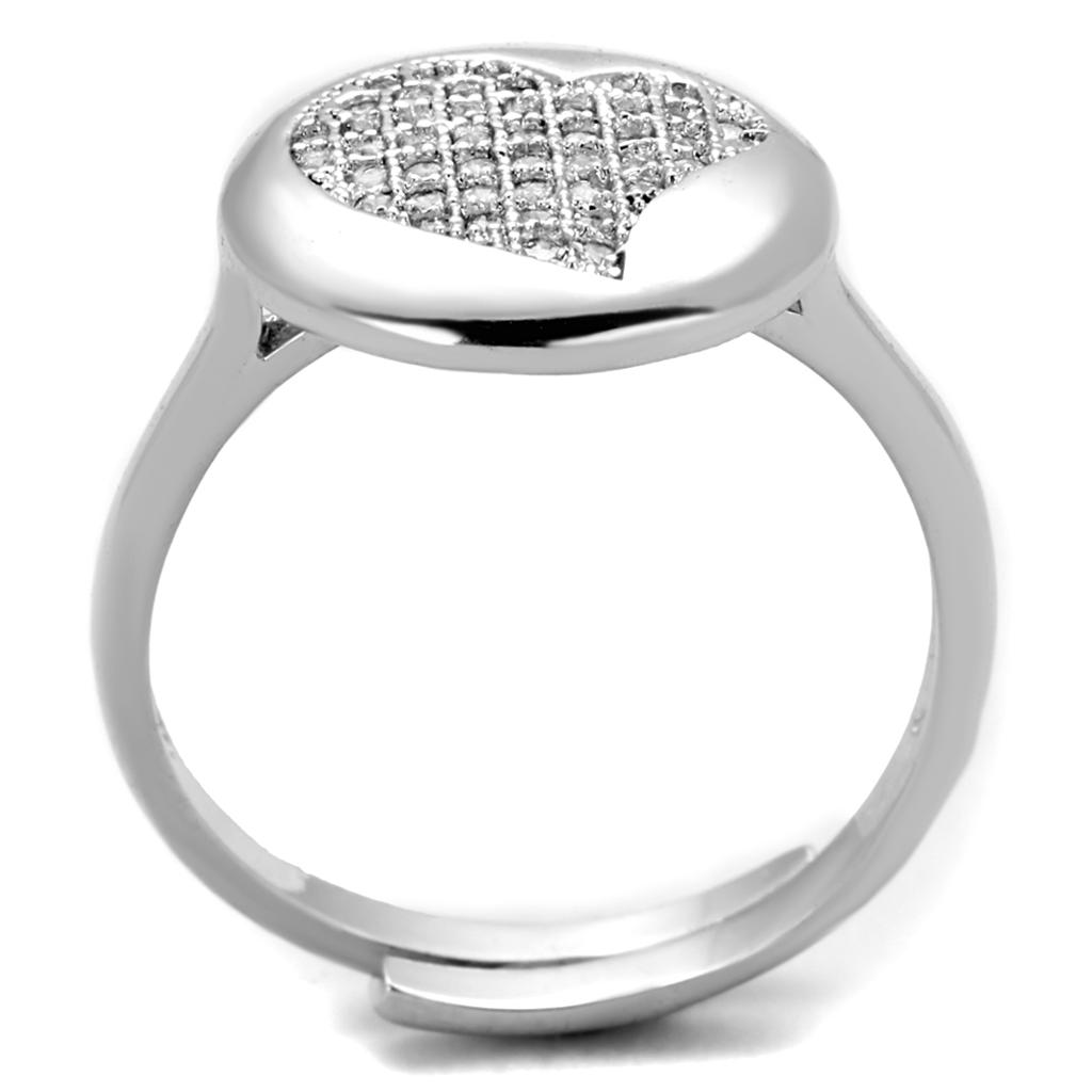 3W864 - Rhodium Brass Ring with AAA Grade CZ in Clear