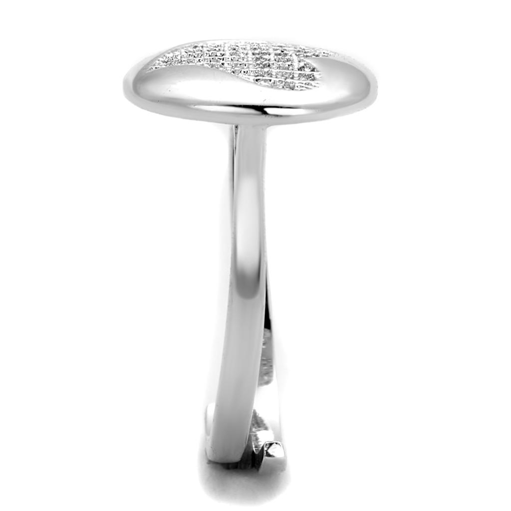 3W864 - Rhodium Brass Ring with AAA Grade CZ in Clear