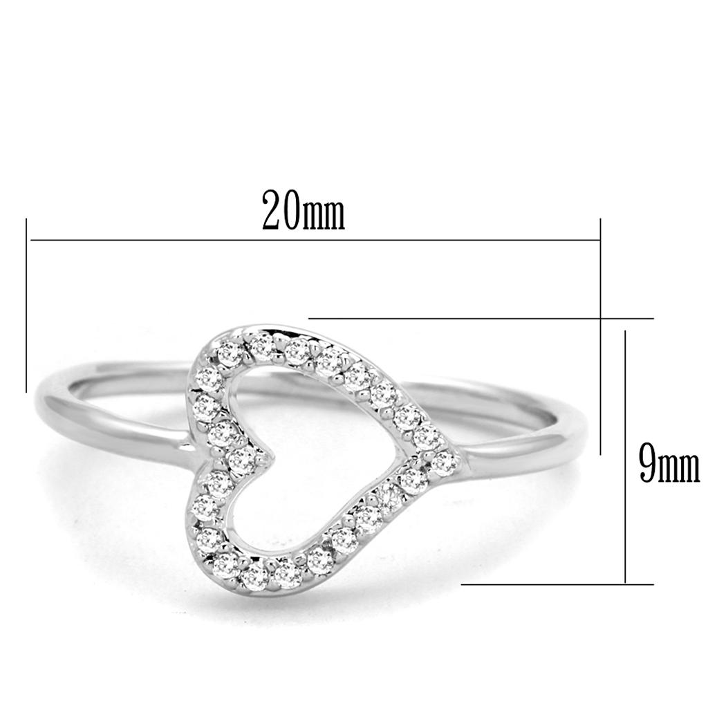 3W866 - Rhodium Brass Ring with AAA Grade CZ in Clear