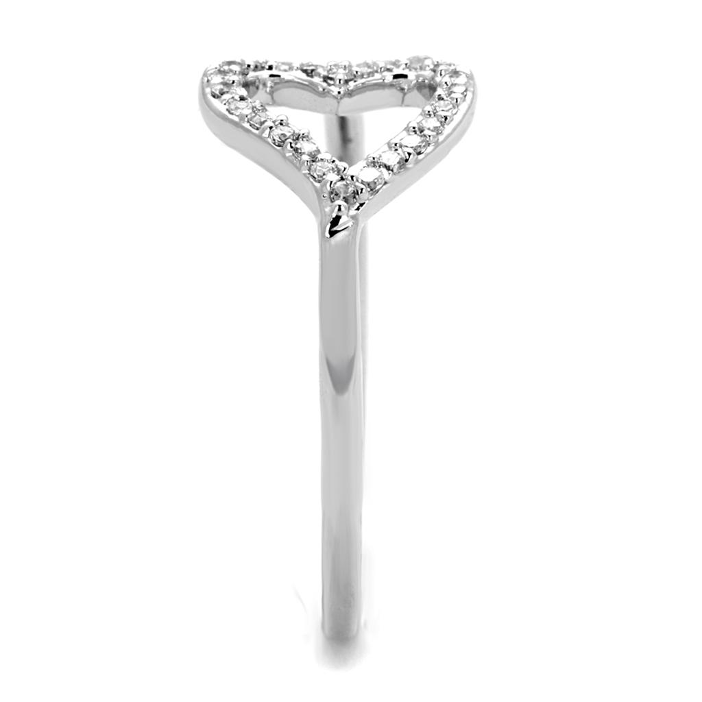 3W866 - Rhodium Brass Ring with AAA Grade CZ in Clear