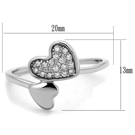 3W867 - Rhodium Brass Ring with AAA Grade CZ in Clear
