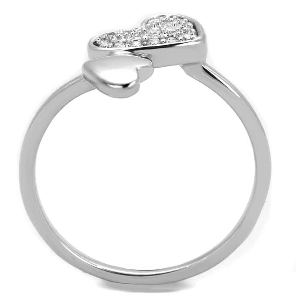 3W867 - Rhodium Brass Ring with AAA Grade CZ in Clear