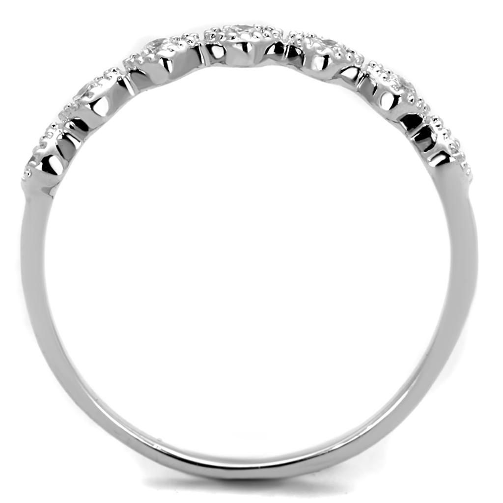 3W868 - Rhodium Brass Ring with AAA Grade CZ in Clear