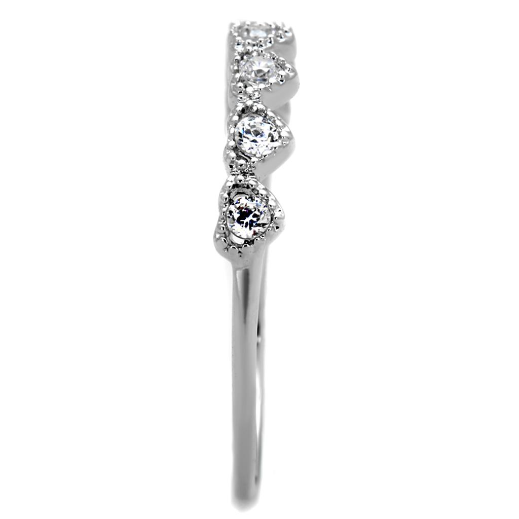 3W868 - Rhodium Brass Ring with AAA Grade CZ in Clear