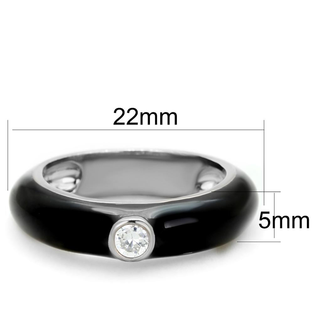 3W873 - Rhodium Brass Ring with AAA Grade CZ in Clear