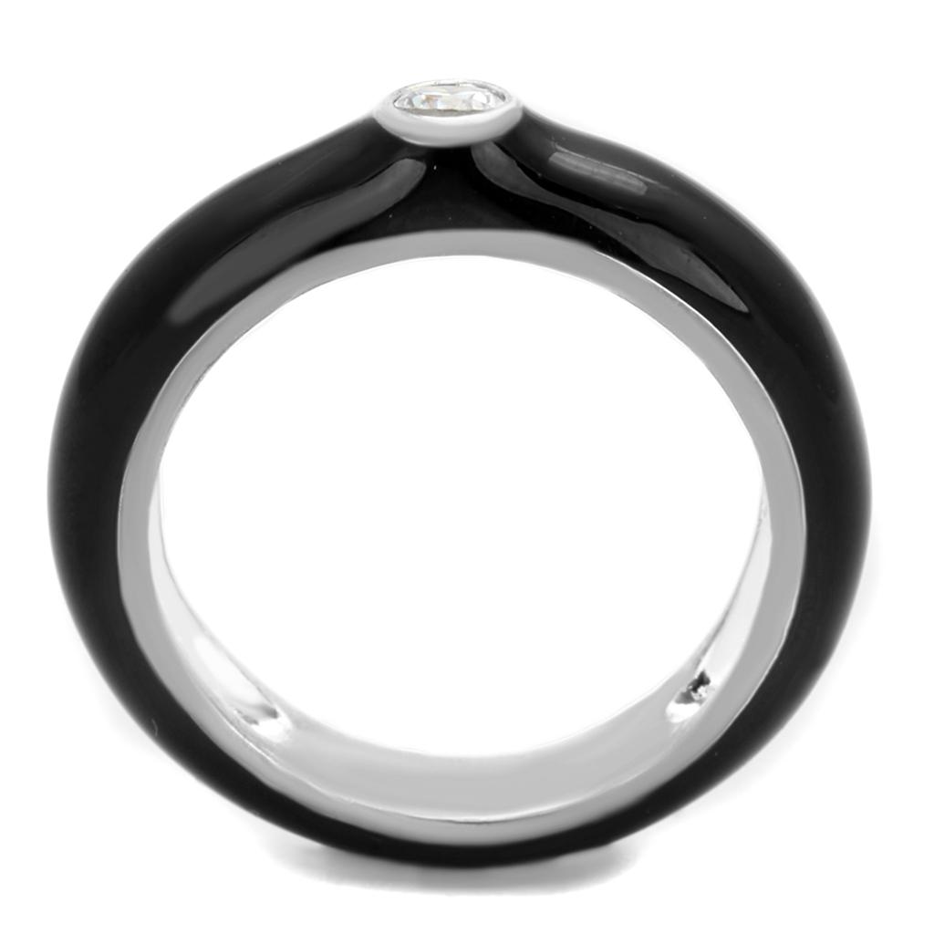 3W873 - Rhodium Brass Ring with AAA Grade CZ in Clear