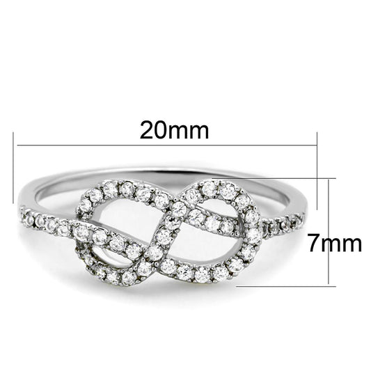 3W876 - Rhodium Brass Ring with AAA Grade CZ in Clear