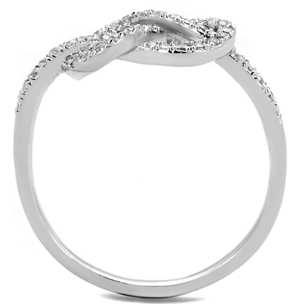 3W876 - Rhodium Brass Ring with AAA Grade CZ in Clear