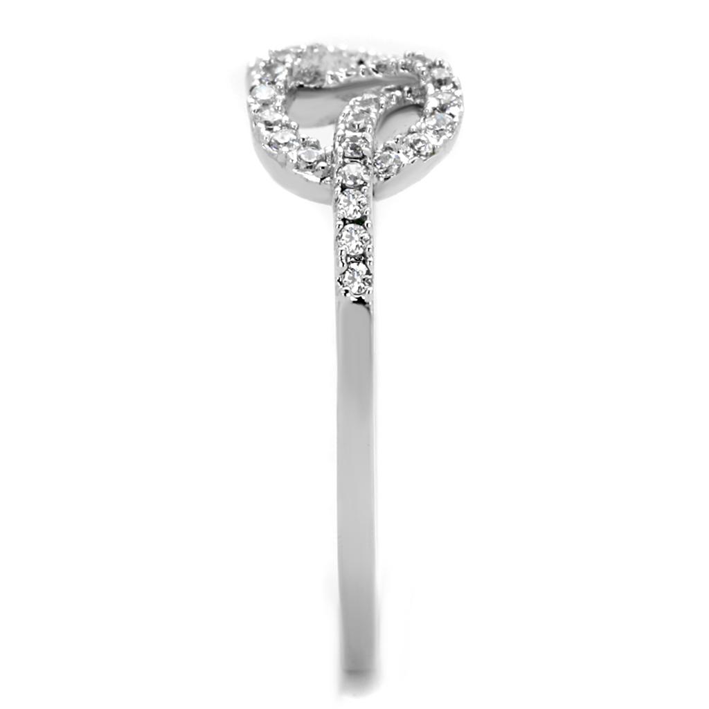 3W876 - Rhodium Brass Ring with AAA Grade CZ in Clear