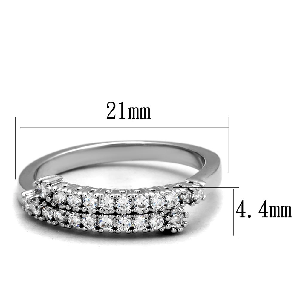 3W879 - Rhodium Brass Ring with AAA Grade CZ in Clear