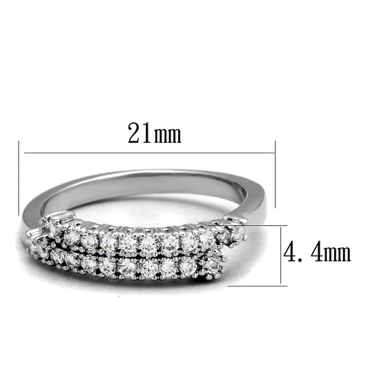 3W879 - Rhodium Brass Ring with AAA Grade CZ in Clear