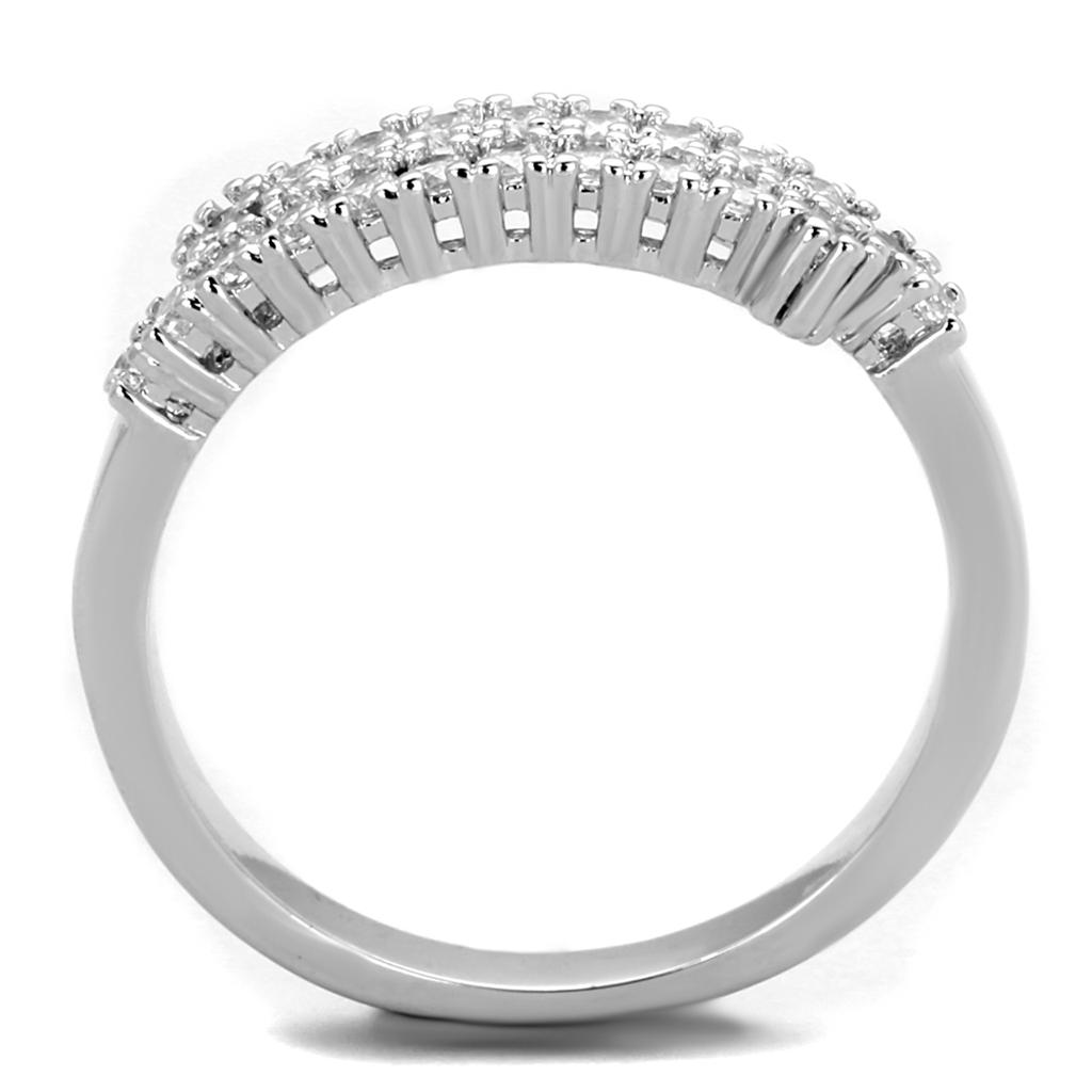 3W879 - Rhodium Brass Ring with AAA Grade CZ in Clear