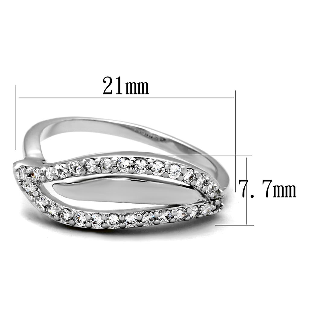 3W881 - Rhodium Brass Ring with AAA Grade CZ in Clear