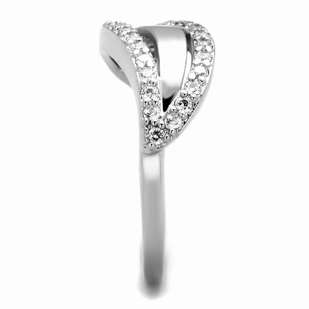 3W881 - Rhodium Brass Ring with AAA Grade CZ in Clear