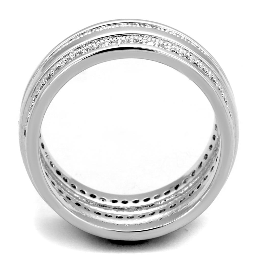 3W884 - Rhodium Brass Ring with AAA Grade CZ in Clear