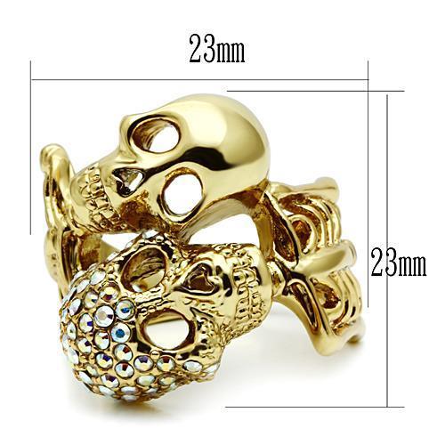 3W007 - Gold White Metal Ring with Top Grade Crystal in Aurora Borealis (Rainbow Effect)