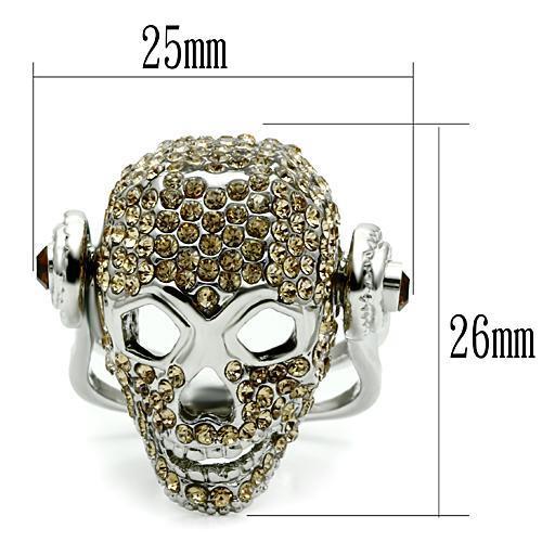 3W016 - Rhodium White Metal Ring with Top Grade Crystal in Citrine Yellow