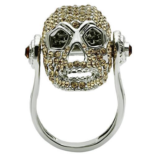 3W016 - Rhodium White Metal Ring with Top Grade Crystal in Citrine Yellow