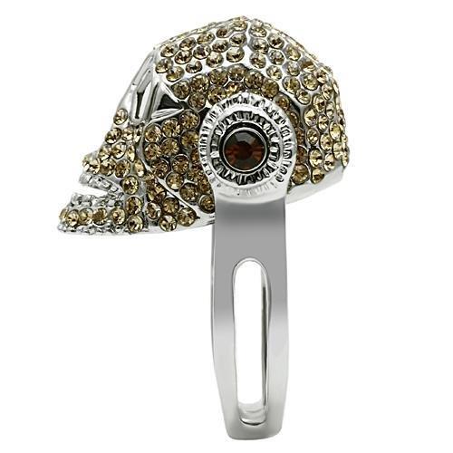 3W016 - Rhodium White Metal Ring with Top Grade Crystal in Citrine Yellow