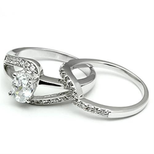 3W022 - Rhodium Brass Ring with AAA Grade CZ in Clear
