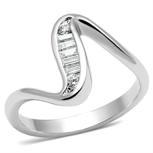 3W024 - Rhodium Brass Ring with AAA Grade CZ in Clear