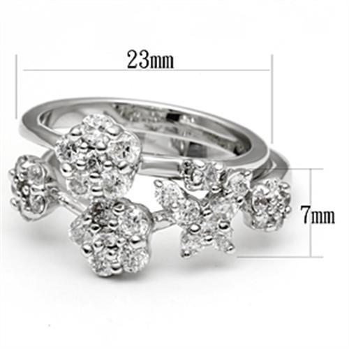 3W026 - Rhodium Brass Ring with AAA Grade CZ in Clear