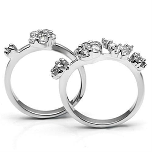 3W026 - Rhodium Brass Ring with AAA Grade CZ in Clear