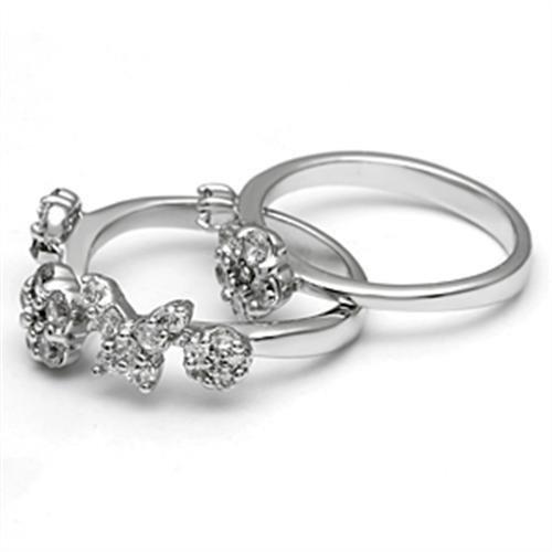 3W026 - Rhodium Brass Ring with AAA Grade CZ in Clear