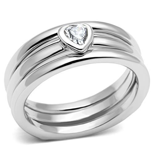 3W027 - Rhodium Brass Ring with AAA Grade CZ in Clear