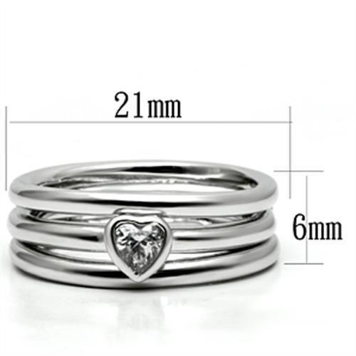 3W027 - Rhodium Brass Ring with AAA Grade CZ in Clear