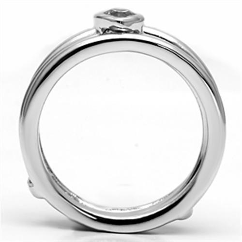 3W027 - Rhodium Brass Ring with AAA Grade CZ in Clear
