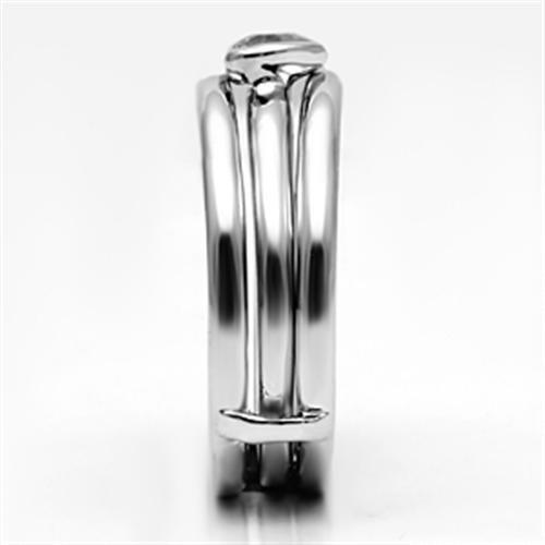 3W027 - Rhodium Brass Ring with AAA Grade CZ in Clear