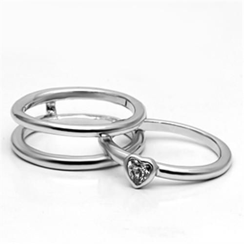 3W027 - Rhodium Brass Ring with AAA Grade CZ in Clear