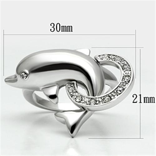 3W032 - Rhodium Brass Ring with Top Grade Crystal in Clear